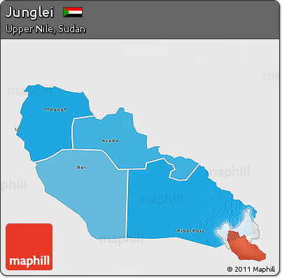 Political Shades 3D Map of Junglei, single color outside