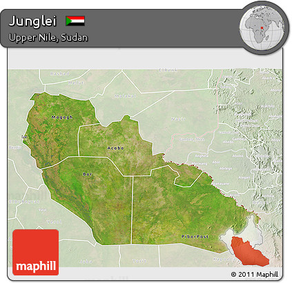 Satellite 3D Map of Junglei, lighten
