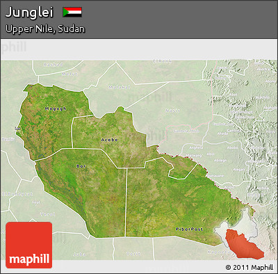 Satellite 3D Map of Junglei, lighten