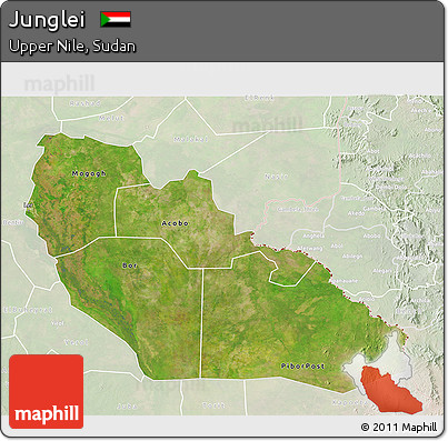 Satellite 3D Map of Junglei, lighten