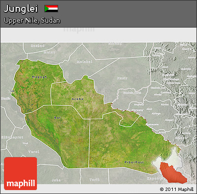 Satellite 3D Map of Junglei, lighten, semi-desaturated