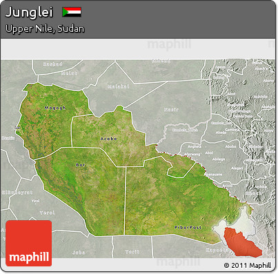 Satellite 3D Map of Junglei, lighten, semi-desaturated