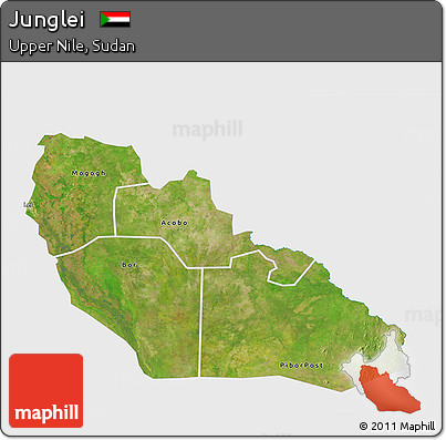 Satellite 3D Map of Junglei, single color outside