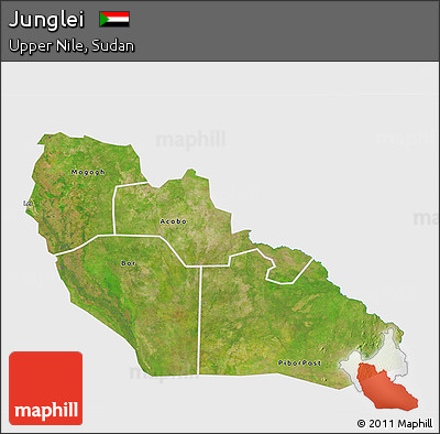 Satellite 3D Map of Junglei, single color outside