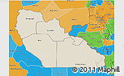 Shaded Relief 3D Map of Junglei, political shades outside
