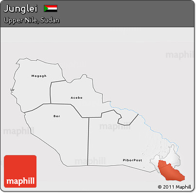 Silver Style 3D Map of Junglei, single color outside