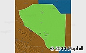 Political 3D Map of Bor, darken