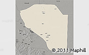 Shaded Relief 3D Map of Bor, darken, semi-desaturated