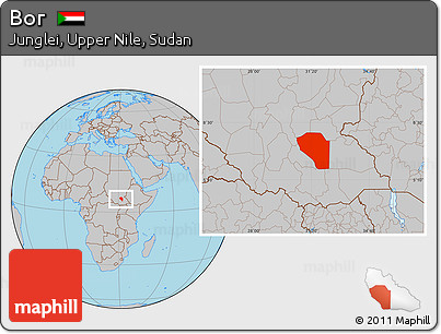 Gray Location Map of Bor