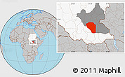 Gray Location Map of Bor, highlighted country, highlighted grandparent region