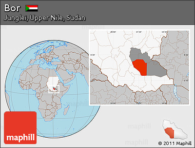Gray Location Map of Bor, highlighted country, highlighted parent region