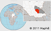 Gray Location Map of Bor, highlighted country, highlighted parent region