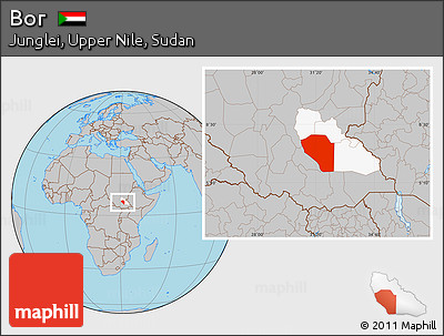 Gray Location Map of Bor, highlighted parent region