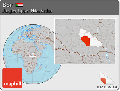 Gray Location Map of Bor, highlighted parent region