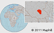 Gray Location Map of Bor, hill shading