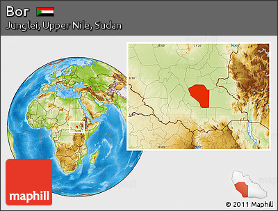Physical Location Map of Bor