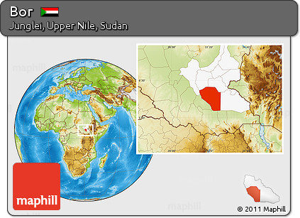 Physical Location Map of Bor, highlighted grandparent region