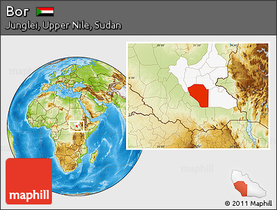 Physical Location Map of Bor, highlighted grandparent region