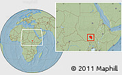 Savanna Style Location Map of Bor, within the entire country, hill shading