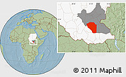 Savanna Style Location Map of Bor, highlighted country, highlighted grandparent region, hill shading