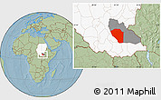 Savanna Style Location Map of Bor, highlighted country, highlighted parent region, hill shading