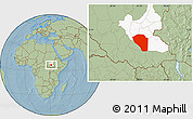 Savanna Style Location Map of Bor, highlighted grandparent region, hill shading