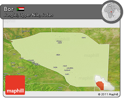 Physical Panoramic Map of Bor, satellite outside