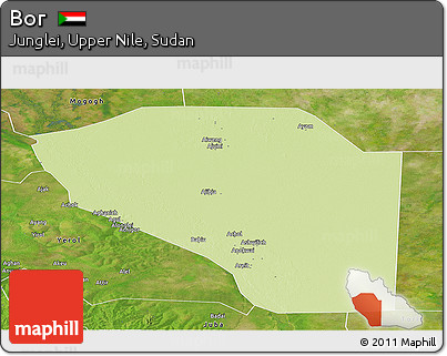 Physical Panoramic Map of Bor, satellite outside