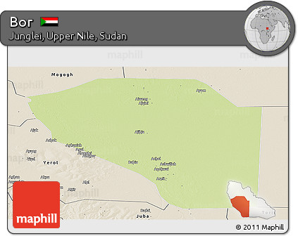 Physical Panoramic Map of Bor, shaded relief outside