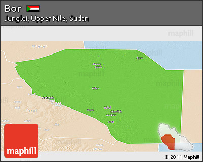 Political Panoramic Map of Bor, lighten