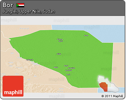 Political Panoramic Map of Bor, lighten