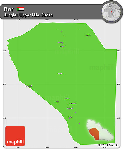 Political Simple Map of Bor, single color outside