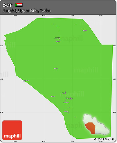 Political Simple Map of Bor, single color outside