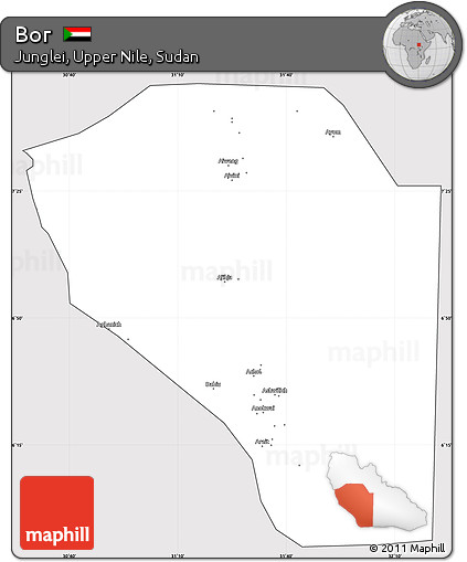 Silver Style Simple Map of Bor, cropped outside