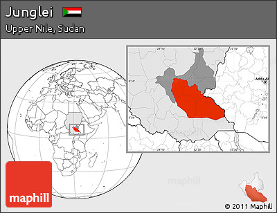 Blank Location Map of Junglei, highlighted country, highlighted parent region