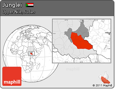 Blank Location Map of Junglei, highlighted country, highlighted parent region