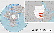 Gray Location Map of Junglei, highlighted country, within the entire country, hill shading