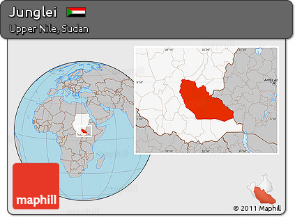 Gray Location Map of Junglei, highlighted country