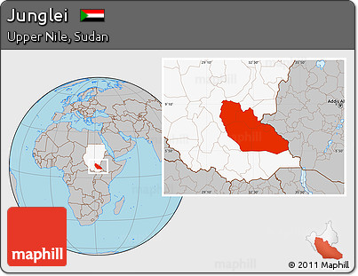 Gray Location Map of Junglei, highlighted country