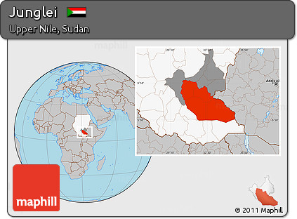 Gray Location Map of Junglei, highlighted country, highlighted parent region