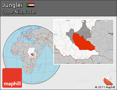 Gray Location Map of Junglei, highlighted country, highlighted parent region