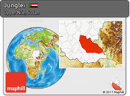 Physical Location Map of Junglei, highlighted country