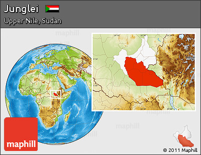 Physical Location Map of Junglei, highlighted parent region
