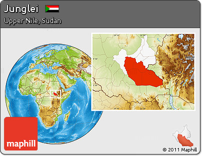 Physical Location Map of Junglei, highlighted parent region