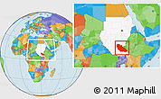 Political Location Map of Junglei, highlighted country, within the entire country