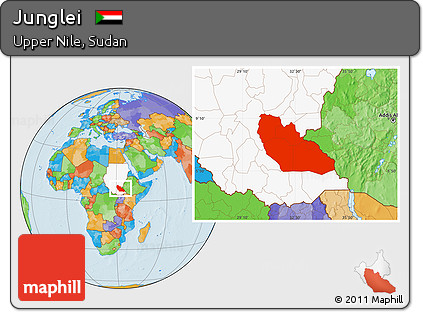 Political Location Map of Junglei, highlighted country