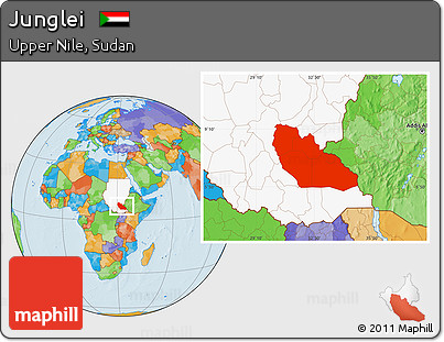 Political Location Map of Junglei, highlighted country