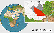 Satellite Location Map of Junglei, highlighted country, highlighted parent region
