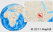 Shaded Relief Location Map of Junglei, within the entire country