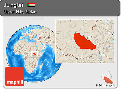 Shaded Relief Location Map of Junglei